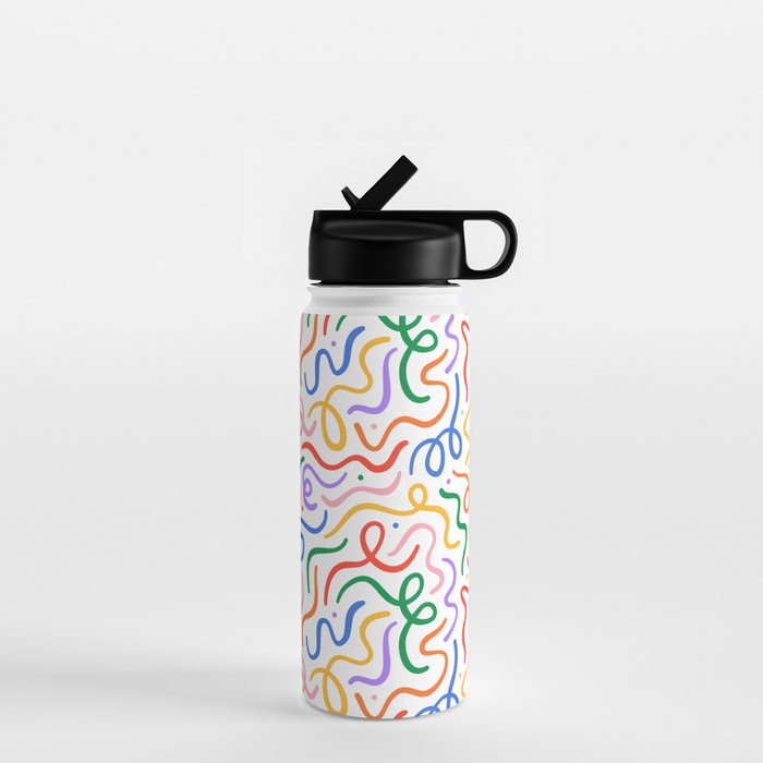 Colorful line doodle art pattern Water Bottle Gallery Image 1