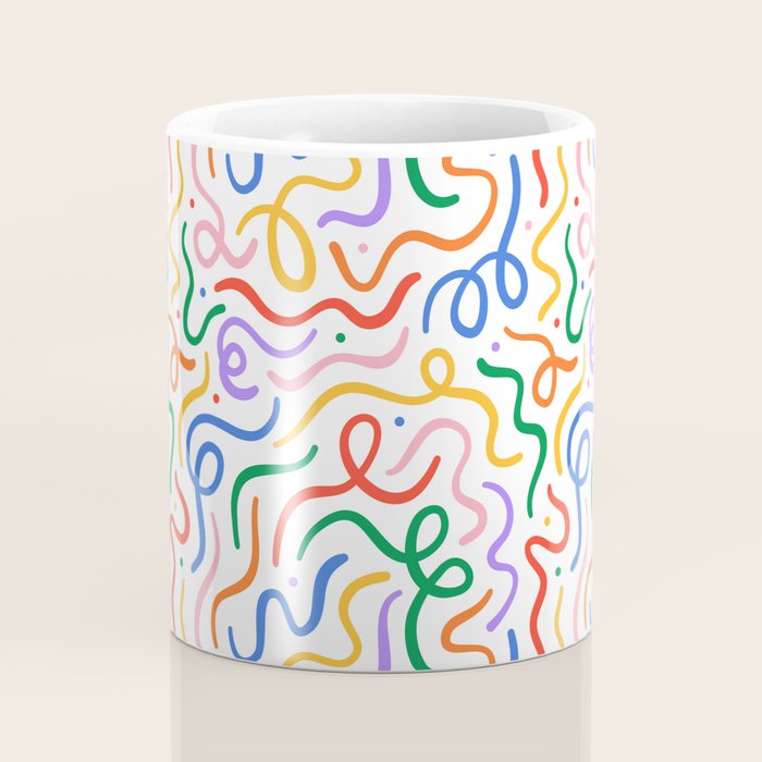 Colorful line doodle art pattern Coffee Mug Gallery Image 4