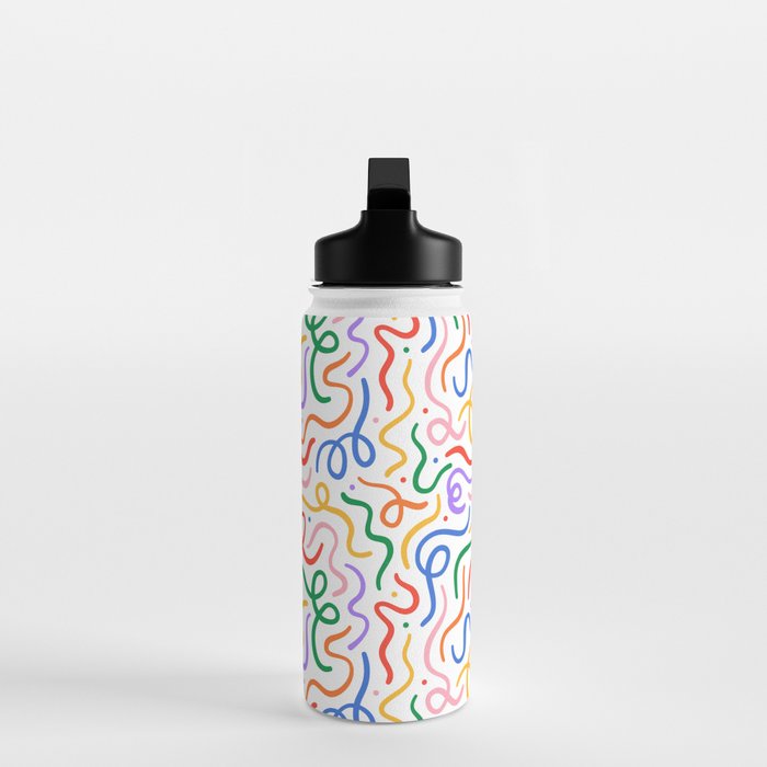 Colorful line doodle art pattern Water Bottle Gallery Image 3