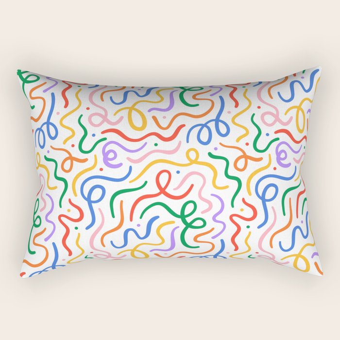 Colorful line doodle art pattern Rectangular Pillow Gallery Image 1