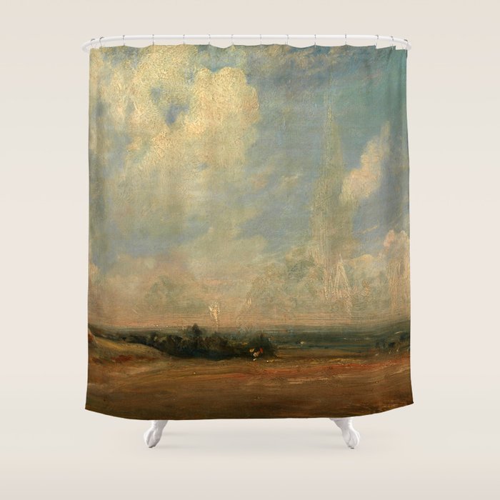 John Constable "A View from Hampstead Heath" Shower Curtain Gallery Image 1