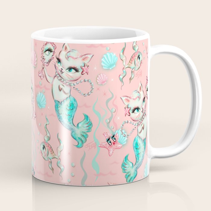 Merkittens with Pearls on blush Coffee Mug Gallery Image 1