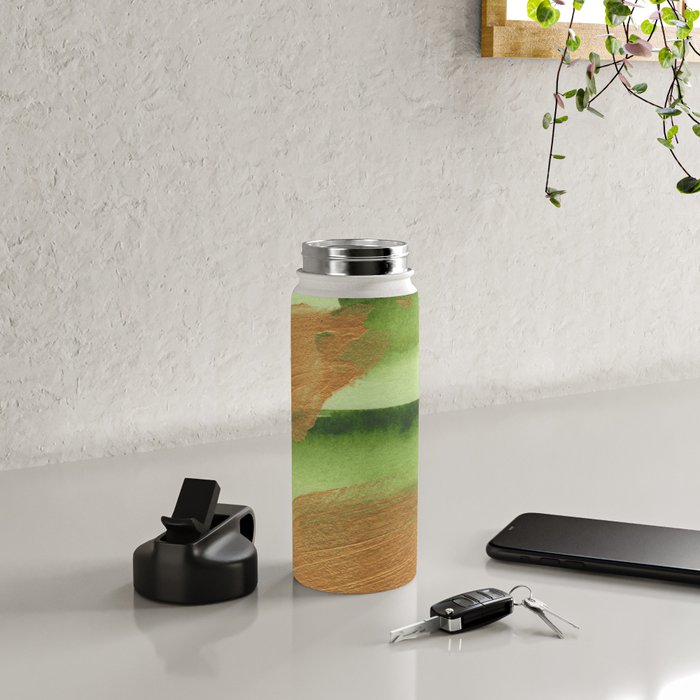 Mixed Media Green Gold White 1 Water Bottle Gallery Image 4
