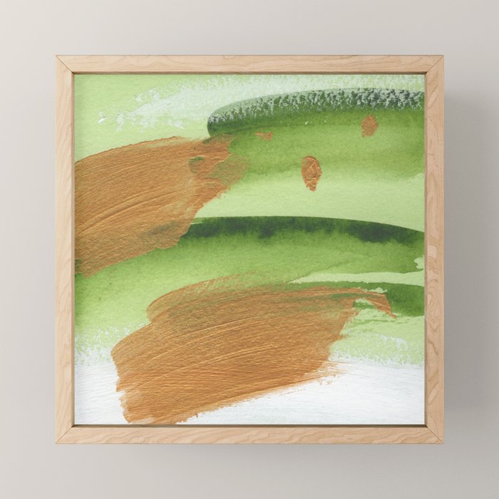 Mixed Media Green Gold White 1 Mini Art Print Gallery Image 1