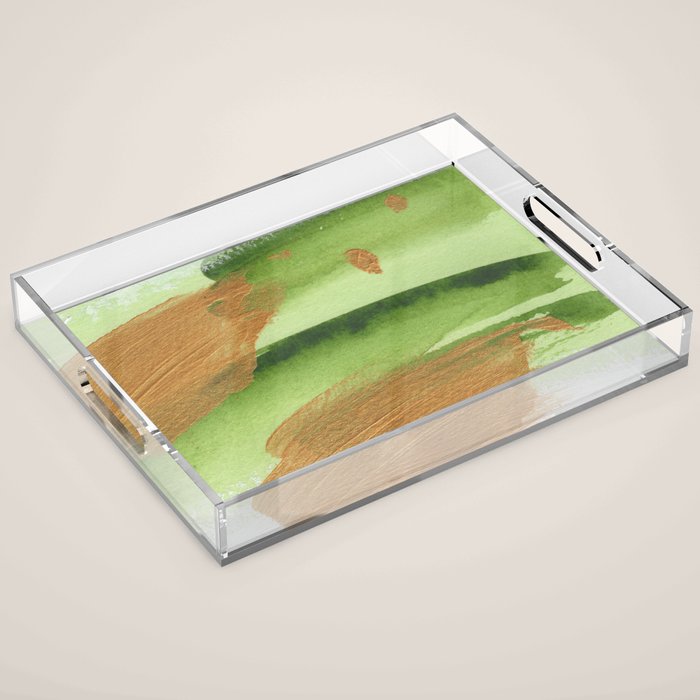 Mixed Media Green Gold White 1 Acrylic Tray Gallery Image 1