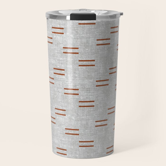 double dash - rust on greige Travel Mug Gallery Image 1