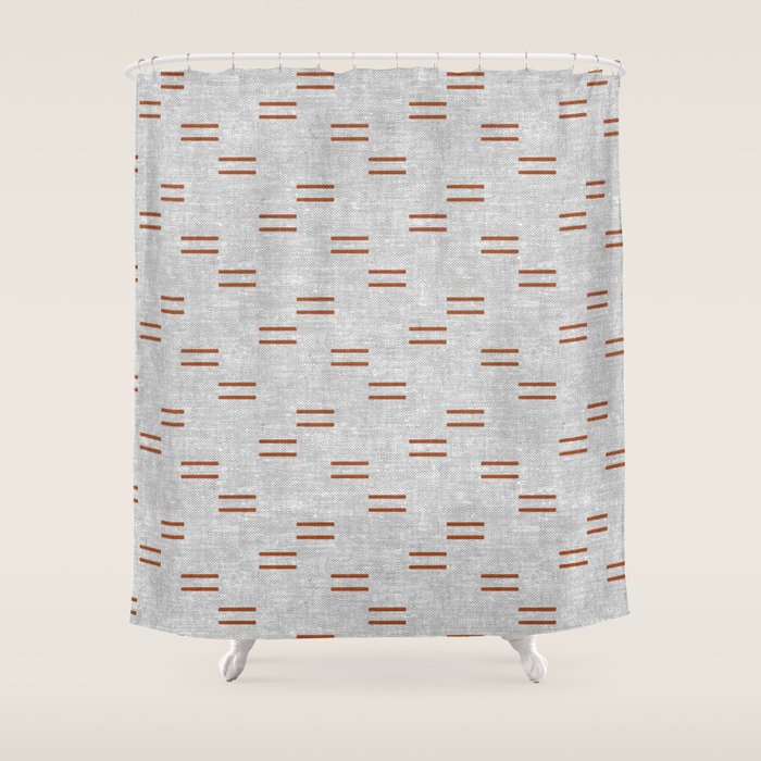double dash - rust on greige Shower Curtain Gallery Image 1