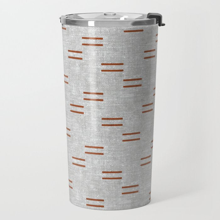 double dash - rust on greige Travel Mug Gallery Image 2