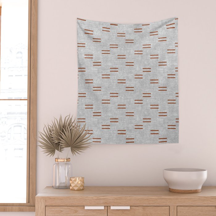 double dash - rust on greige Wall Tapestry Gallery Image 2