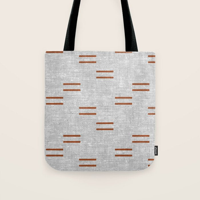 double dash - rust on greige Tote Bag Gallery Image 1