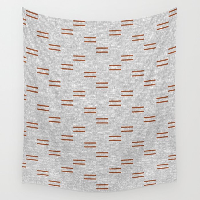 double dash - rust on greige Wall Tapestry Gallery Image 4