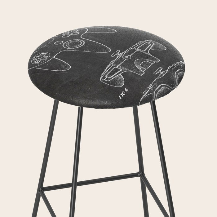 Video Game Controller Patent - Retro Gaming Game Room Art - Black Chalkboard Stool Gallery Image 2