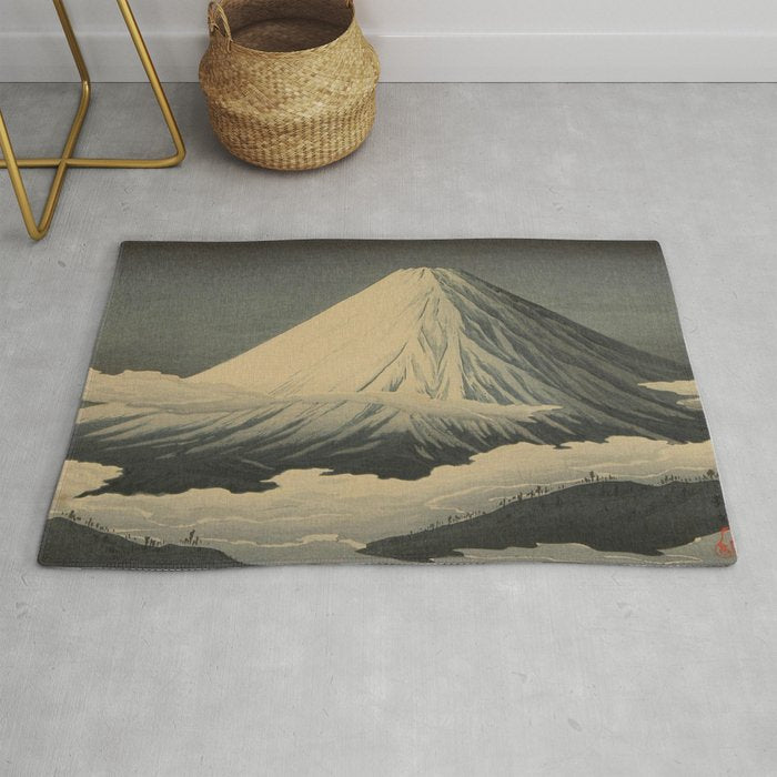 Shotei Takahashi Four Seasons of Mount Fuji Near Omuro Kawase Hasui Japanese Woodblock Print Rug Gallery Image 1