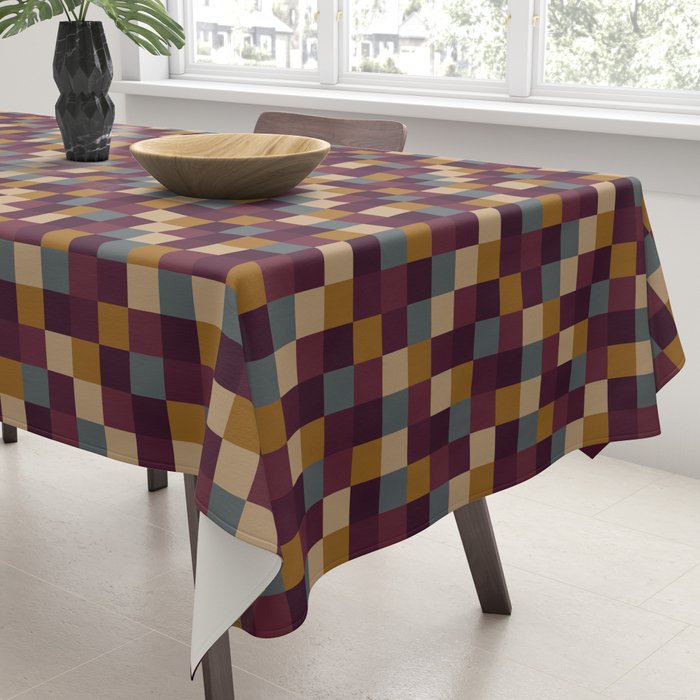 Bold Autumn Checks Pattern - Small XIII Tablecloth Gallery Image 3