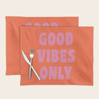 Retro Good Vibes Only Lettering in Pink and Orange Placemat Gallery Image 1