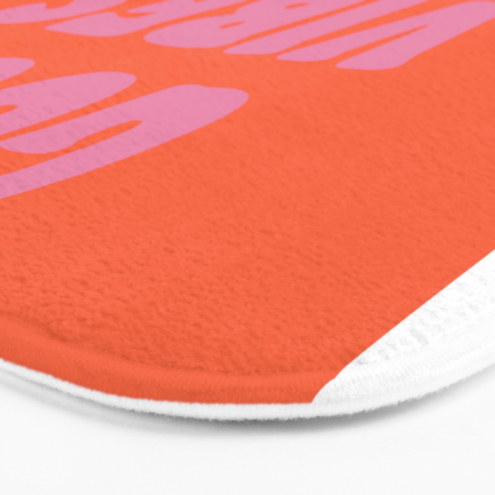 Retro Good Vibes Only Lettering in Pink and Orange Bath Mat Gallery Image 3