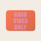 Retro Good Vibes Only Lettering in Pink and Orange Bath Mat Gallery Image 1