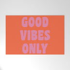 Retro Good Vibes Only Lettering in Pink and Orange Welcome Mat Gallery Image 1