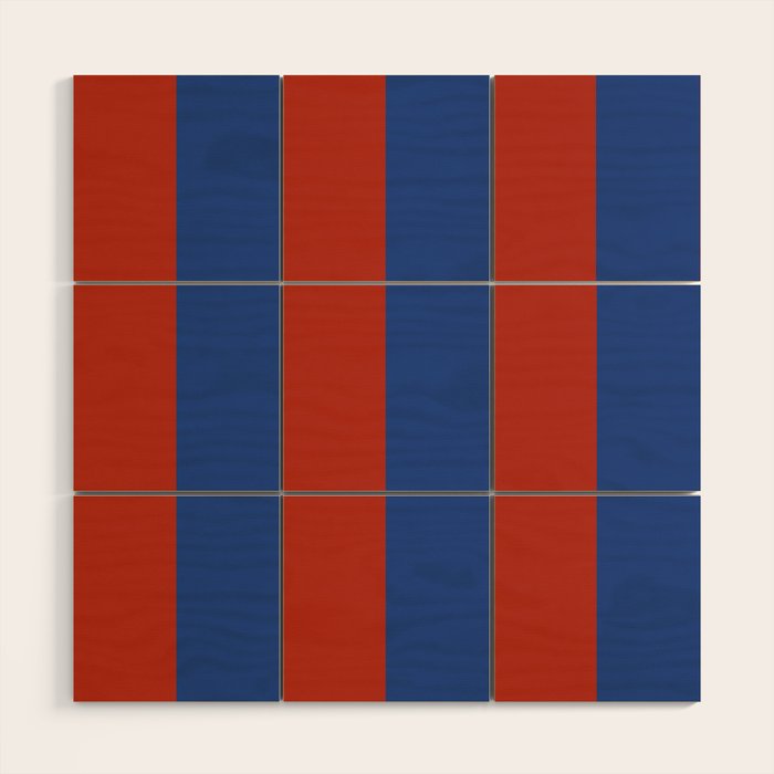 Ultramarine and Carrot Cake Stripes Wood Wall Art Gallery Image 1