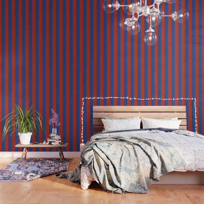 Ultramarine and Carrot Cake Stripes Wallpaper Gallery Image 3