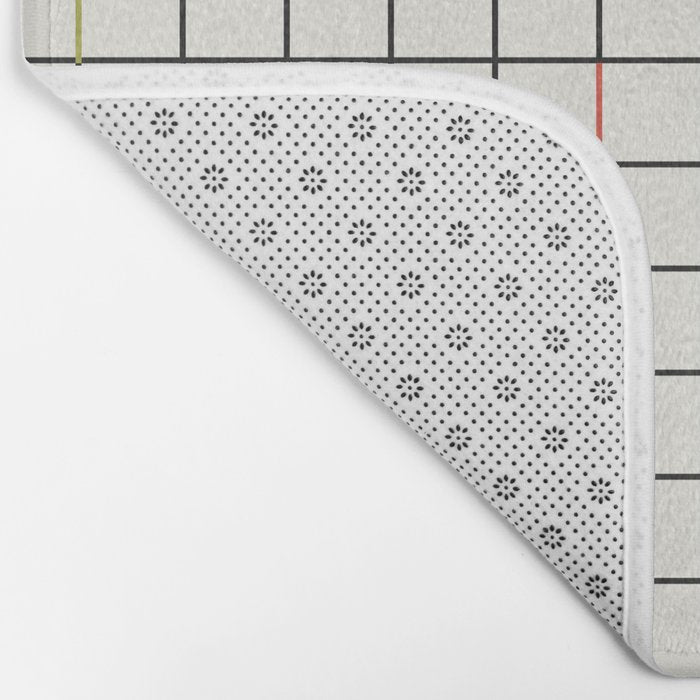 Minimalist Black and Off-White Grid with Color Accents Bath Mat Gallery Image 2