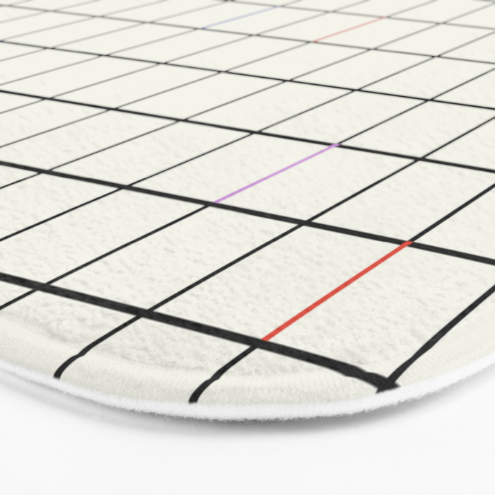 Minimalist Black and Off-White Grid with Color Accents Bath Mat Gallery Image 3