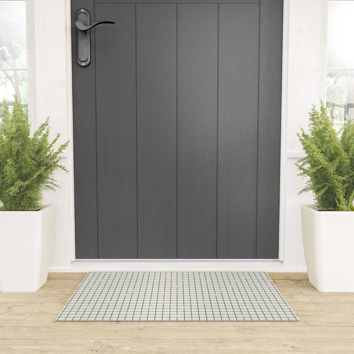 Minimalist Black and Off-White Grid with Color Accents Welcome Mat Gallery Image 3
