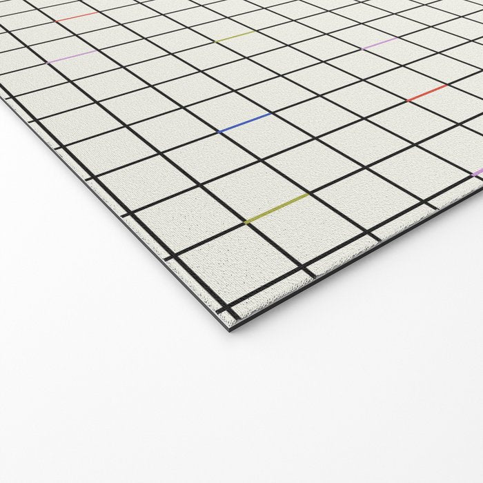 Minimalist Black and Off-White Grid with Color Accents Welcome Mat Gallery Image 2