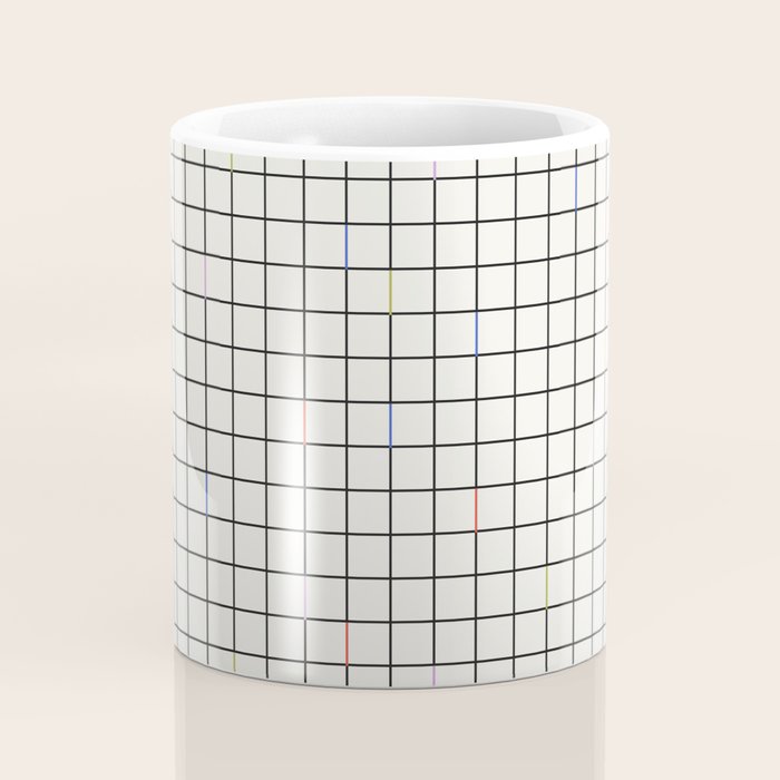 Minimalist Black and Off-White Grid with Color Accents Coffee Mug Gallery Image 4