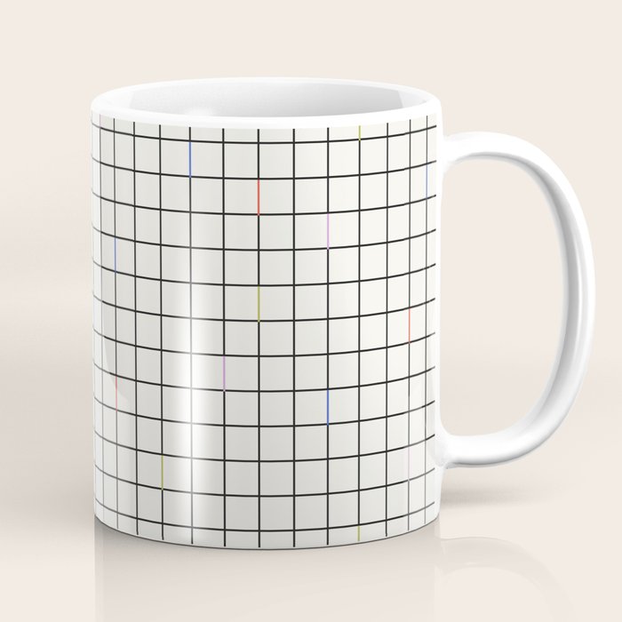 Minimalist Black and Off-White Grid with Color Accents Coffee Mug Gallery Image 1