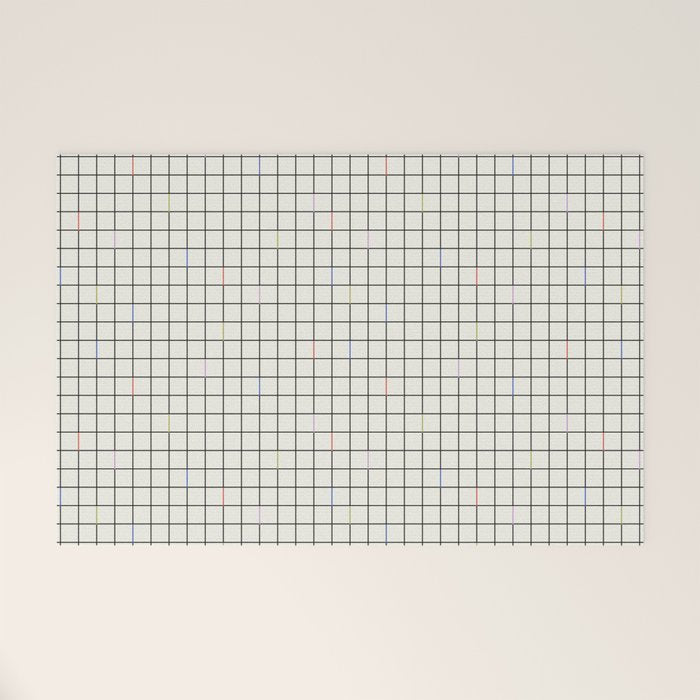 Minimalist Black and Off-White Grid with Color Accents Welcome Mat Gallery Image 1