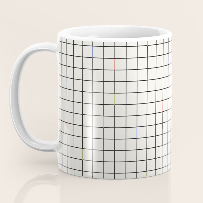 Minimalist Black and Off-White Grid with Color Accents Coffee Mug Gallery Image 3