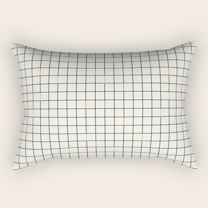 Minimalist Black and Off-White Grid with Color Accents Rectangular Pillow Gallery Image 2