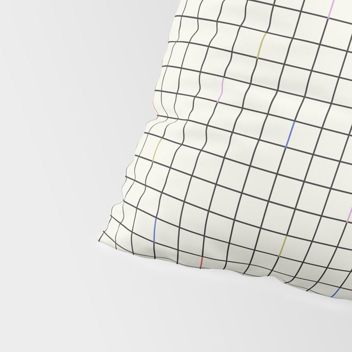 Minimalist Black and Off-White Grid with Color Accents Pillow Sham Gallery Image 4