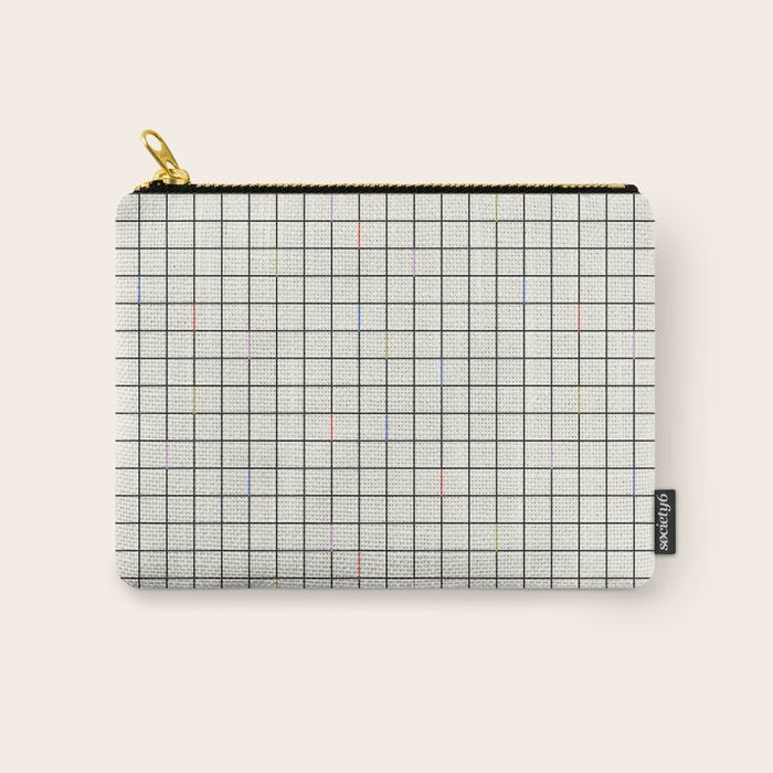 Minimalist Black and Off-White Grid with Color Accents Carry All Pouch Gallery Image 1