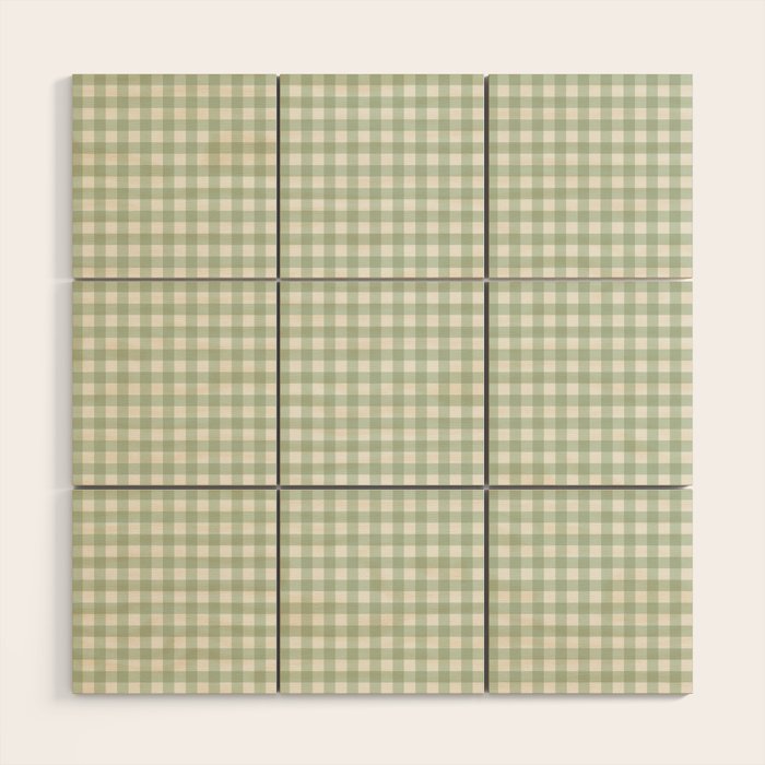 Gingham Plaid Pattern - Sage Green Wood Wall Art Gallery Image 1