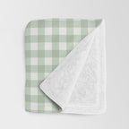 Gingham Plaid Pattern - Sage Green Throw Blanket Gallery Image 3
