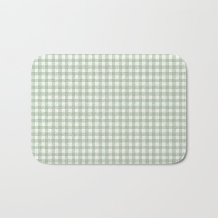 Gingham Plaid Pattern - Sage Green Bath Mat Gallery Image 1