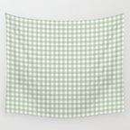 Gingham Plaid Pattern - Sage Green Wall Tapestry Gallery Image 4
