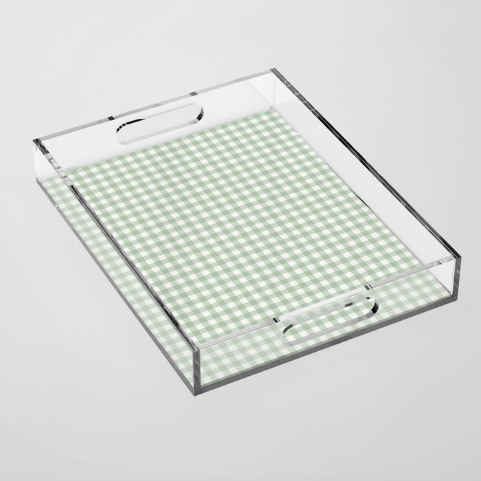 Gingham Plaid Pattern - Sage Green Acrylic Tray Gallery Image 1