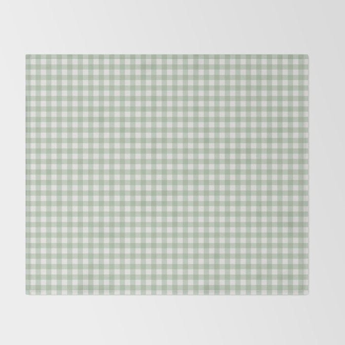 Gingham Plaid Pattern - Sage Green Throw Blanket Gallery Image 2