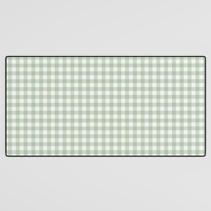 Gingham Plaid Pattern - Sage Green Desk Mat Gallery Image 3