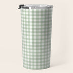 Gingham Plaid Pattern - Sage Green Travel Mug Gallery Image 3