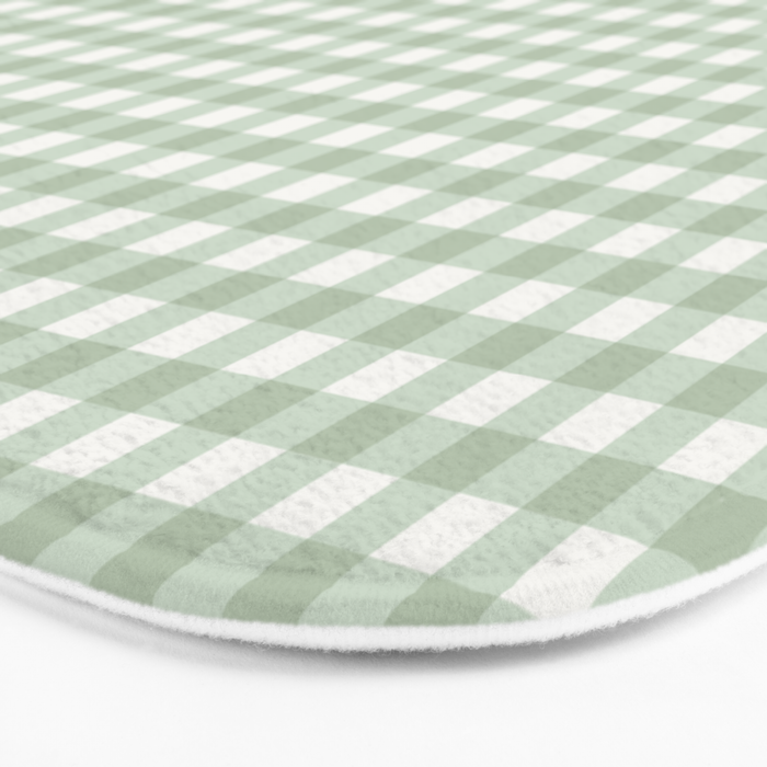 Gingham Plaid Pattern - Sage Green Bath Mat Gallery Image 3