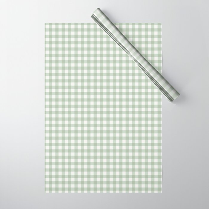 Gingham Plaid Pattern - Sage Green Wrapping Paper Gallery Image 1