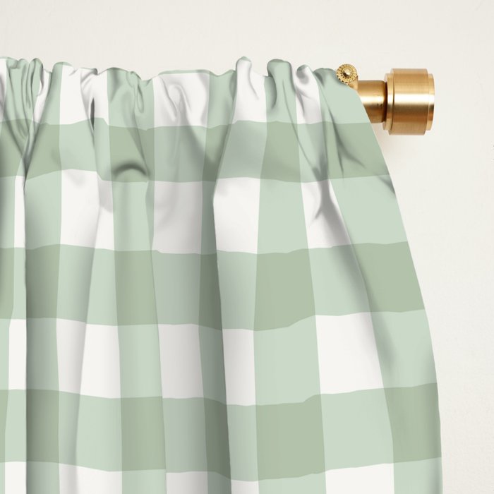 Gingham Plaid Pattern - Sage Green Window Curtain Gallery Image 2