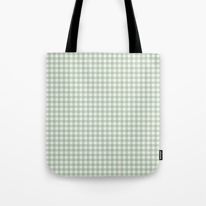 Gingham Plaid Pattern - Sage Green Tote Bag Gallery Image 1