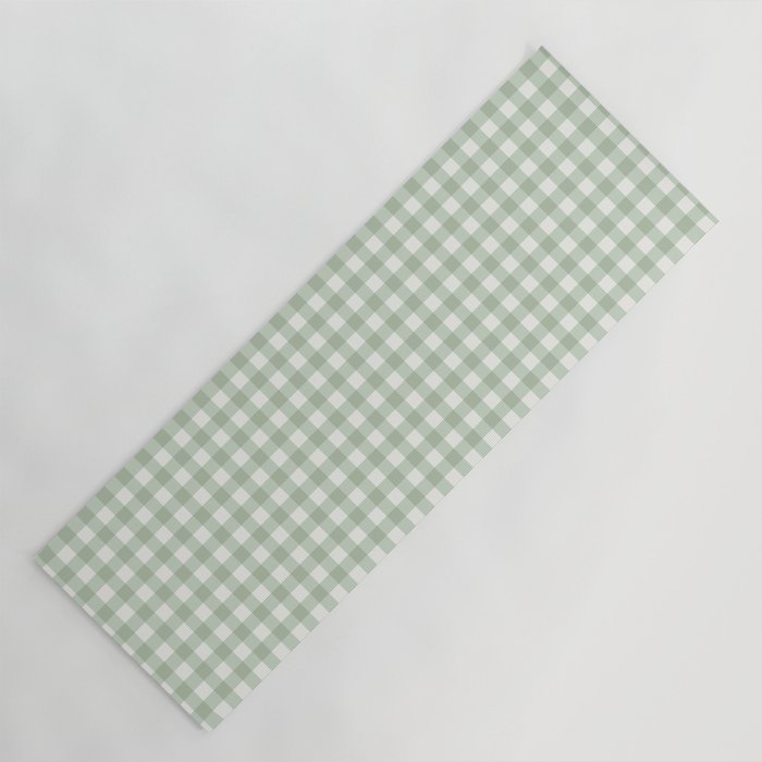 Gingham Plaid Pattern - Sage Green Yoga Mat Gallery Image 1