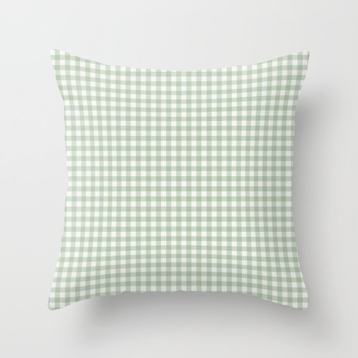 Gingham Plaid Pattern - Sage Green Throw Pillow Gallery Image 1