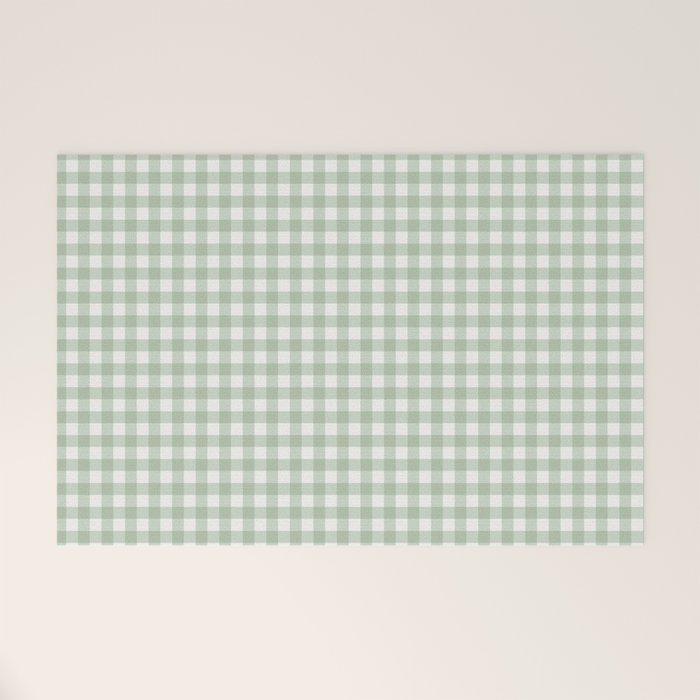 Gingham Plaid Pattern - Sage Green Welcome Mat Gallery Image 1